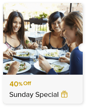 40% discount on Sunday Brunch