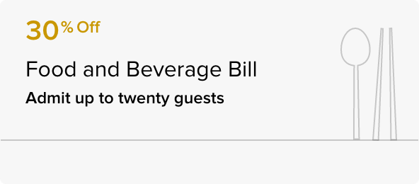 30% Off Food & Beverage Bill